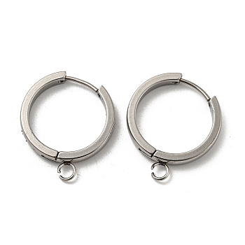 201 Stainless Steel Huggie Hoop Earrings Findings, with Vertical Loop, with 316 Surgical Stainless Steel Earring Pins, Ring, Stainless Steel Color, 20x3mm, Hole: 2.7mm, Pin: 1mm