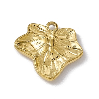Vacuum Plating 304 Stainless Steel Pendants, Leaf Charms, Golden, 14.5x16x2mm, Hole: 1.4mm