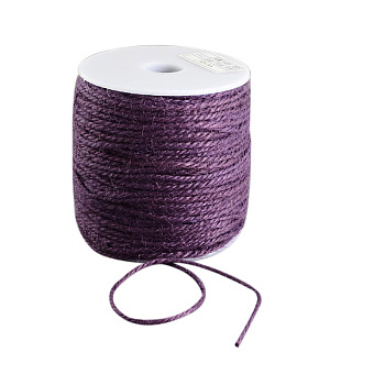 Colored Jute Cord, Jute String, Jute Twine, 3-Ply, for Jewelry Making, Purple, 2mm, about 109.36 yards(100m)/roll