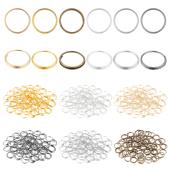 6 Colors Iron Split Rings, for Jewelry Making, Mixed Color, 12x1.2~1.5mm, Inner Diameter: 10.5mm, Single Wire: 0.75mm, 100pcs/color, 600pcs