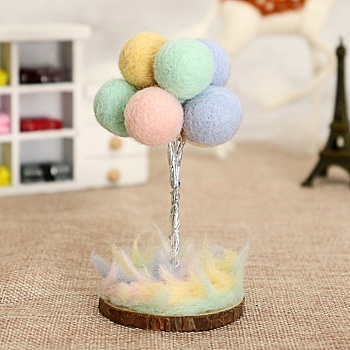 DIY Balloon Display Needle Felting Kit, including Iron Needles, Wire, Foam Chassis & Wool, Wood Base, Hot Melt Stick, Mixed Color