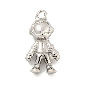 Non-Tarnish 304 Stainless Steel Pendants, Astronaut Charm, Stainless Steel Color, 29.5x15.5x8.5mm, Hole: 3.8x2.5mm