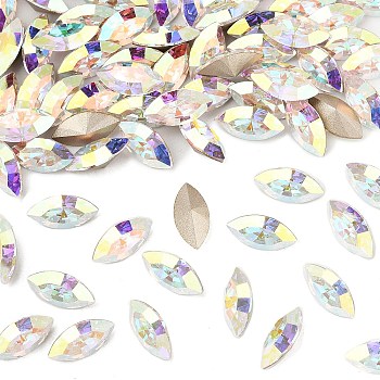 Preciosa&reg MAXIMA Crystal Fancy Stones, Czech Crystal, 435 14 615 Navette(Horse Eye), Dura Foiling, 00030 200 Crystal AB, 10x5mm