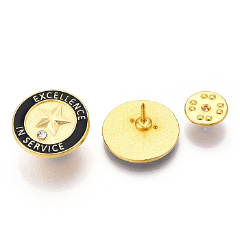 Positive Reward Encourating Word Star Performer Enamel Pin, Golden Zinc Alloy Star Badge for Backpack Clothes, Black, 20.5x1.5mm