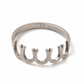 304 Stainless Steel Horseshoe Finger Ring for Women, Stainless Steel Color, Inner Diameter: 18mm