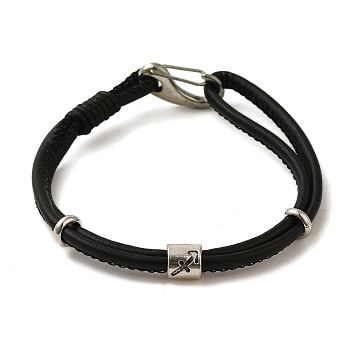 PU Leather Round Cord Multi-strand Bracelets, Constellation Alloy Bracelets for Women Men, Sagittarius, 8-1/4 inch(20.9cm)