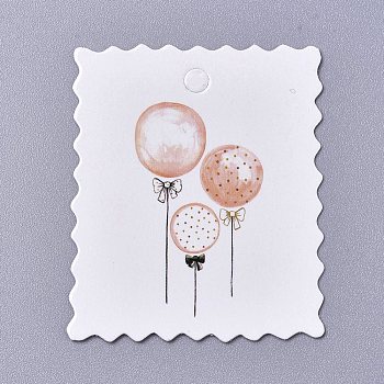 Paper Gift Tags, Hang Tags, For Arts and Crafts, For Wedding/Valentine's Day/Thanksgiving, Rectangle with Balloon, White, 49x40x0.4mm, Hole: 4mm