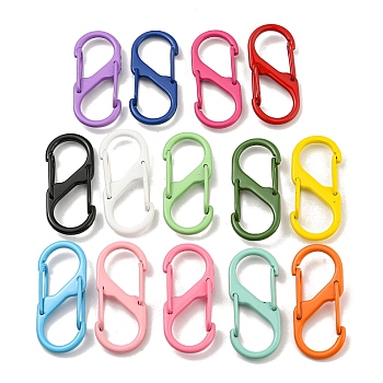 Spray Painted Alloy Push Gate Snap Key Clasps, Double Snap S Clasps, Cadmium Free & Nickel Free & Lead Free, Mixed Color, 40x18x6mm, Inner Diameter: 14x12mm