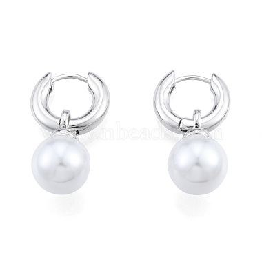 Creamy White Round Plastic Earrings