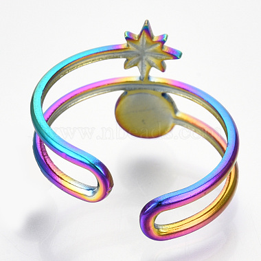 304 Stainless Steel Star Cuff Ring(RJEW-N038-111M)-3