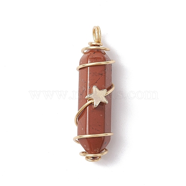 Natural Red Jasper Copper Wire Wrapped Pendants(PALLOY-JF02535-04)-3