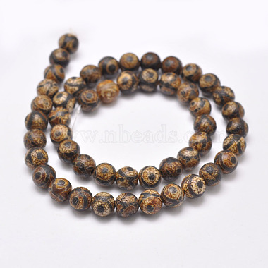 Brins de perles dzi à 3 œil de style tibétain(X-G-P229-A-03-8mm)-2