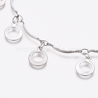 304 Stainless Steel Ring Charm Bracelets(BJEW-G628-07P)-2