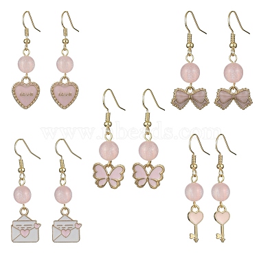 Pink Mixed Shapes Alloy Earrings