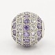 Lilac & Clear CZ Jewelry Findings Brass Micro Pave Cubic Zirconia Round Beads(ZIRC-M015-20P-NR)-2
