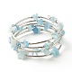5-Loop Natural Aquamarine Chip Beaded Wrap Bracelets for Women(BJEW-JB01517-03)-1