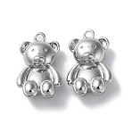 Brass Charms, Cadmium Free & Nickel Free & Lead Free, Bear Charms, Real Platinum Plated, 14.5x9x4.5mm, Hole: 1.2mm(X-KK-F867-03P)