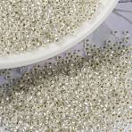 MIYUKI Round Rocailles Beads, Japanese Seed Beads, (RR1901) Semi-Frosted Silverlined Crystal, 15/0, 1.5mm, Hole: 0.7mm, about 5555pcs/bottle, 10g/bottle(SEED-JP0010-RR1901)