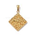 Hammered 304 Stainless Steel Pendants, Rhombus Charms, Golden, 28.5x25x4mm, Hole: 7x3mm(STAS-L309-07G)