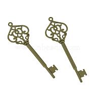 Tibetan Style Alloy Big Pendants, Skeleton Key, Cadmium Free & Lead Free, Antique Bronze, 69x21.5x5mm, Hole: 2mm, about 320pcs/1000g(TIBE-S302-10AB-LF)