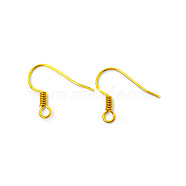 Golden Brass Earring Wire Hooks, with Horizontal Loop, Nickel Free, 17mm, Hole: 1.5mm, Pin: 0.7mm(X-KK-Q363-G-NF)