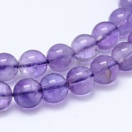 Natural Amethyst Round Bead Strands, Grade AB+, 8mm, Hole: 1mm, about 49pcs/strand, 15.5 inch(G-M212-8mm-02A)