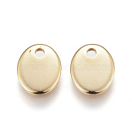 201 Stainless Steel Charms, Stamping Blank Tag, Oval, Golden, 9x7x1mm, Hole: 1mm(STAS-G104-05G)
