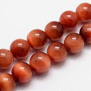 Natural Sun Tiger Eye Bead Strands, Round, Dyed & Heated, FireBrick, 6mm, Hole: 1mm, about 31pcs/strand, 7.7 inch(G-O155-01B-6mm)