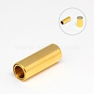 304 Stainless Steel Magnetic Clasps with Glue-in Ends, Ion Plating (IP), Column, Golden, 16x6mm, Hole: 4mm(STAS-K006-07B)