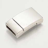 Alloy Magnetic Clasps with Glue-in Ends, Rectangle, Platinum, 23x13x5mm, Half Hole: 2x10mm(X-PALLOY-R089-05P)