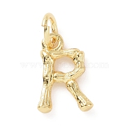 Brass Pendants, with Jump Ring, Golden, Letter Charm, Letter R, 12x8x2mm, Hole: 3mm(KK-K165-04R)