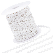 Gorgecraft Polyester Braid Ribbon, with Plastic Spool, Flat Wave, White, 1/8 inch(3mm), about 48~50.00 Yards/Roll(OCOR-GF0001-54A-01)