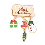 Enamel Pins for Women, Alloy Brooch for Backpack Clothes, Gift Box/Sock, Christmas, Snowman, 58x31x1.5mm(JEWB-D017-01D-LG)