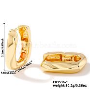 Elegant Brass Hoop Earrings for Girls, Daily Party Jewelry, Golden, Rectangle, 22x19mm(QF2917-4)