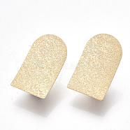 Iron Stud Earring Findings, with Steel Pins and Loop, Textured, Rectangle, Matte Gold Color, 20x12.5mm, Hole: 4mm, Pin: 0.7mm(IFIN-T010-04)