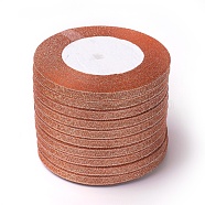Glitter Metallic Ribbon, Sparkle Ribbon, with Silver Metallic Cords, Valentine's Day Gifts Boxes Packages, Coral, 1/4 inch(6mm), about 33yards/roll(30.1752m/roll), 10rolls/group(RSC6mmY-018)