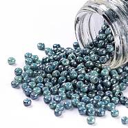 TOHO Round Seed Beads, Japanese Seed Beads, (1208) Opaque Blue Marbled, 11/0, 2.2mm, Hole: 0.8mm,  about 1110pcs/10g(X-SEED-TR11-1208)