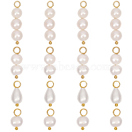 16Pcs 4 Styles Natural Freshwater Pearl Pendants, Teardrop & Round Charms, with Metal Loops, Golden, 12~24x6~6.5x5.5~6.5mm, Hole: 2.8mm, 4pcs/style(PALLOY-AB00082)