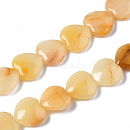 Natural Yellow Aventurine Beads Strands, Heart, 15x15x5~6.5mm, Hole: 0.6mm, about 28pcs/strand, 15.67 inch(39.8cm)(G-N0326-67)