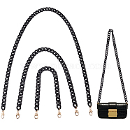 Elite 3Pcs 3 Styles Purse Chains, Acrylic Curb Chain Bag Straps, with Alloy Heart Lobster Claw Clasp, Black, 40~100cm, 1pc/style(DIY-PH0021-34)