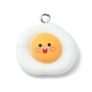 Opaque Resin Imitation Food Pendants, Fried Egg Charms, with Platinum Tone Iron Loops, White, 23x22.5x7.5mm, Hole: 1.6mm(RESI-R436-07)