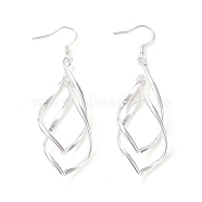 Brass Dangle Earrings, Silver Color Plated, 69x21mm(EJEW-BB11821)