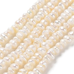 Natural Keshi Pearl Beads Strands, Cultured Freshwater Pearl, Grade 3A+, Baroque Pearls, Rondelle, Old Lace, 3~6x3~4x2~4mm, Hole: 0.5mm, about 128~129pcs/strand, 13.66~13.86 inch(34.7~35.2cm)(PEAR-J007-68)