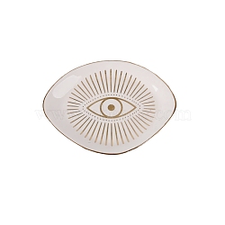 Eye Ceramic Jewelry Plates, Storage Tray for Rings, Necklaces, Earring, White, 110x180x14mm(EVIL-PW0004-13)