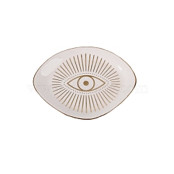 Eye Ceramic Jewelry Plates, Storage Tray for Rings, Necklaces, Earring, White, 110x85x14mm(EVIL-PW0004-13)