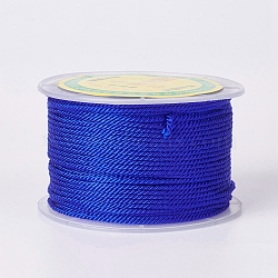 Round Polyester Cords, Milan Cords/Twisted Cords, Blue, 1.5~2mm, 50yards/roll(150 feet/roll)(OCOR-P005-16)