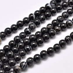 Natural Black Agate Bead Strands, Dyed & Heated, Round, Grade A, Black, 12mm, Hole: 1.2mm, about 32pcs/strand, 14.7 inch(37.3cm)(G-G962-12mm-12-A)