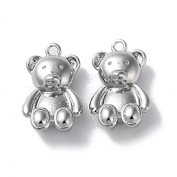 Brass Charms, Cadmium Free & Nickel Free & Lead Free, Bear Charms, Real Platinum Plated, 14.5x9x4.5mm, Hole: 1.2mm(X-KK-F867-03P)