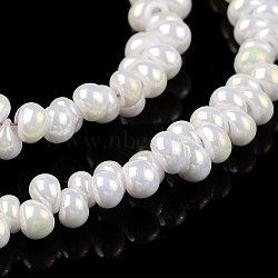 Full Rainbow Plated Teardrop Imitation Jade Glass Bead Strands, Creamy White, 3x3mm, Hole: 0.5mm, about 290pcs/strand, 17.7 inch(EGLA-J116-FR02)