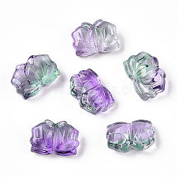 20Pcs Two Tone Glass Beads, Lotus, Dark Violet, 10x14x6mm, Hole: 1.2mm(GLAA-CJC0002-05C)